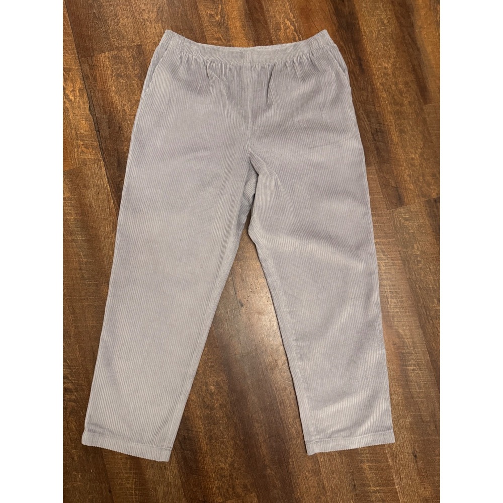 Appleseed's Gray Corduroy Pull On Elastic Waist Pants Size 18 100% Cotton